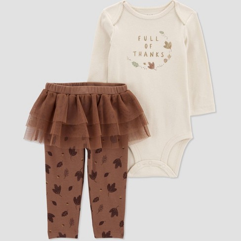 Carter s Just One You Baby Girls Tutu Top Bottom Set Brown cream Target