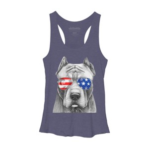 Women's Design By Humans American Pitbull With Sunglasses By Racerback Tank Top - 1 of 2