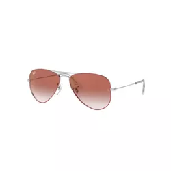 Ray-Ban Junior RB9506S 50mm Aviator Child Pilot Sunglasses Clear Gradient Red Mirror Red Lens