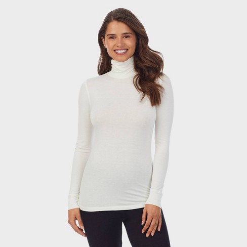 Warm Essentials by Cuddl Duds Women's Smooth Stretch Thermal Turtleneck Top  - Ivory L
