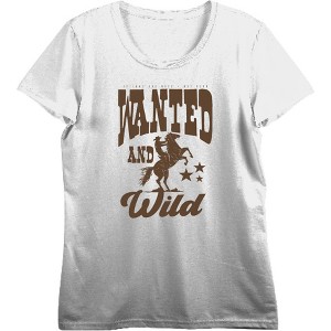 Cowboy "Wanted And Wild" Women's Crew Neck Short Sleeve Top - 1 of 3