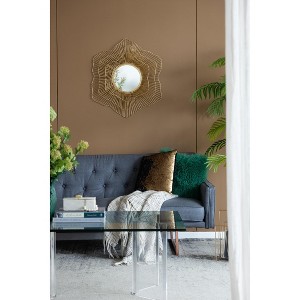Wooakway 27" Iron Decorative Wall Mirrors Floral Accent Mirror in Gold Novelty Bathroom Vanity Mirror - 1 of 4