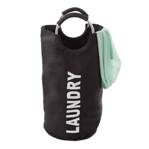 Laundry Hamper, Large Collapsible Canvas Clothes Basket with Round Handles for Convenient Carrying by Hastings Home (For Home, Nursery and Dorms) - 1 of 4