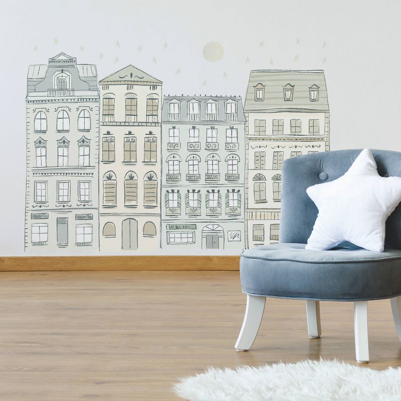 Illustrated Townhouses Peel and Stick Giant Wall Decal - RoomMates, 3 of 5