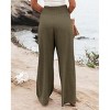 Coolmee Women Cotton Linen Palazzo Pants High Waisted Wide Leg Long Lounge Pant Trousers with Pockets - 3 of 4