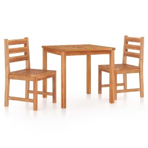vidaXL Garden Dining Set Natural Teak Solid Teak Wood Standard Durable - 31.5" x 31.5" x 30.3" - 2 Items - 1 of 4