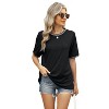 Clearlove Womens Short Sleeve Striped Color Block T Shirts Crewneck Loose Casual Tee Tops - 3 of 4