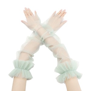 INSPIRE CHIC Women's Sheer Tulle Fluffy Fingerless Gloves 1 Pair - 1 of 4