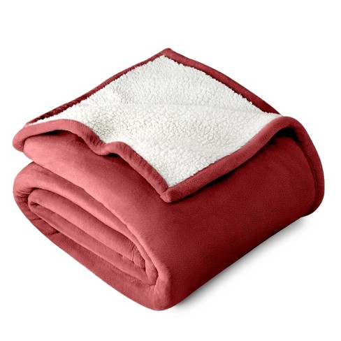 Rosewood Full queen Faux Shearling Fleece Blanket By Bare Home Target