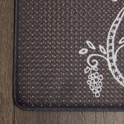 Nicole Miller Dark Brown and White Anti-Fatigue Kitchen Mat with Memory Foam