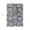 Navy Blue And Gray Floral Washable Indoor Outdoor Area Rug - 3 of 4