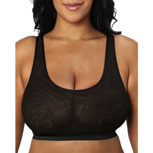 Curvy Couture Women's Sheer Mesh Bralette Black Hue XXL