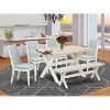 HomeStock 6-Piece Rectangle Natural Oak Finish Solid Wood Top Dining Table with 1-Bench, 4-Chairs - 2 of 4