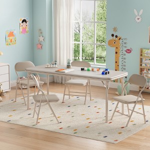coucheta 5 Piece Folding Boys and Girls Table and Chairs Set, Children Activity Table and Chairs Set for Dining Room,Daycare,Classrooms - 1 of 4