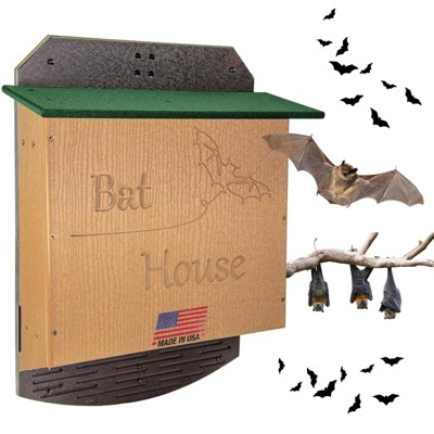 JCs Wildlife Poly Lumber Large Triple Chamber Bat House - Holds up to 300 Bats, Easy for Bats to Land and Roost - Outdoor Bat Shelter - Weather