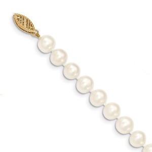 Black Bow Jewelry 7-8mm, White FW Cultured Pearl & 14k Yellow Gold Clasp Necklace - 1 of 4
