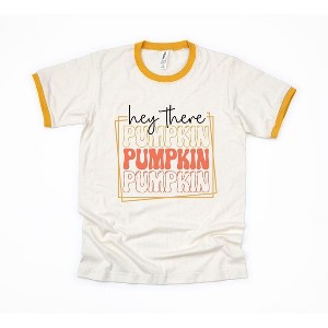 Simply Sage Market Women's Hey There Pumpkin Stacked Short Sleeve Ringer Tee - 1 of 3
