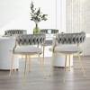 Tangkula Velvet Dining Chairs Set of 4 Accent Upholstered Leisure Chairs w/ Gold Metal Legs - 3 of 4