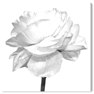 12" x 12" Blooming Flower Blanc Due Floral and Botanical Unframed Canvas Wall Art in White - Oliver Gal