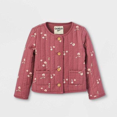 OshKosh B'gosh Toddler Girls' Floral Quilted Jacket - Maroon 18M