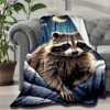Lomsoe Cute Christmas Raccoon Print Flannel Blanket - All Seasons Soft and Warm Throw Blanket for Bed, Napping, Camping, Travel, Office - 3 of 4