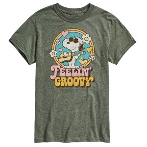 Men's - Peanuts - Feelin Groovy Snoopy And Woodstock Short Sleeve Graphic T-Shirt - 1 of 4