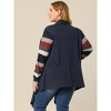 Agnes Orinda Women's Plus Size Stripe Splicing Asymmetric Colorblock Long Sleeve Lightweight Long Knit Open Front Cardigans - 4 of 4