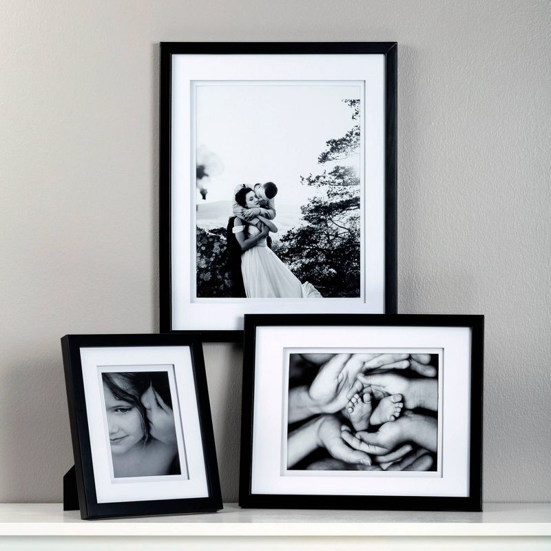 Gallery Solutions 14&#34;x18&#34; Black Wood Wall Frame with Double White Mat 11&#34;x14&#34; Image, 3 of 6