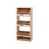 TIRAMISUBEST 3-Drawer Flip Panel Shoe Storage Cabinet - Freestanding Slim Shoe Rack Organizer for Entryway, Hallway & Living Room - 3 of 4