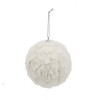 Whisen 4" Cream Ruffle Ball Ornament, Decorative Hanging Ball Christmas Tree Ornaments, Set of 6 - White - 2 of 4