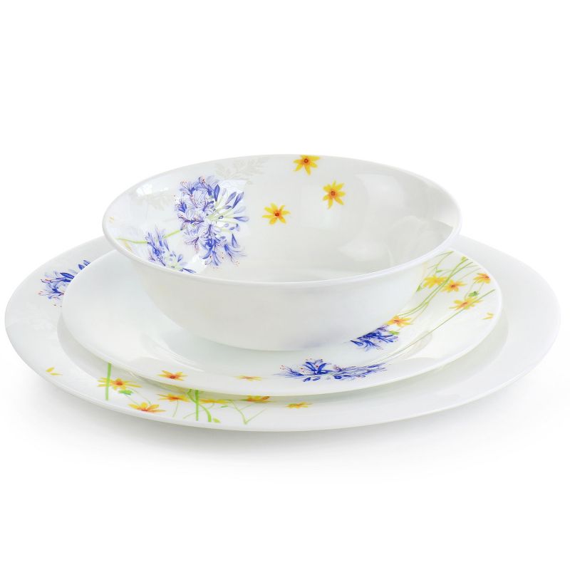 Gibson Ultra Violet Floral 12 Piece Tempered Opal Glass Dinnerware Set, 3 of 9