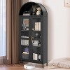 73" Arched Metal Storage Cabinet, Adjustable Shelves & Drawer Option, Bookcase Storage Organizer with Glass Doors ,Cold-Rolled Steel - 3 of 4
