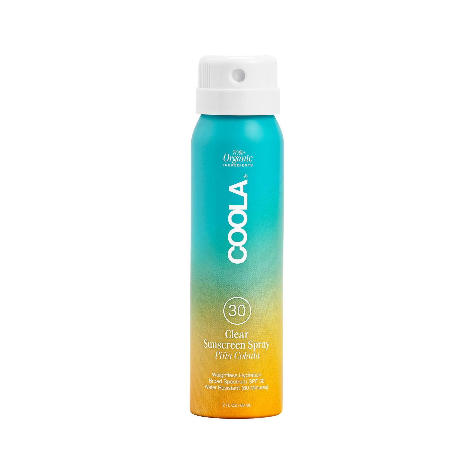 Coola Clear Sunscreen Mist - Pina Colada - 2 fl oz -Ulta Beauty: SPF 30, Whole Body Application, Spray Form
