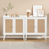 SEVOBAL Utility Storage Cabinets Vintage Rattan Sideboard Cabinet, Stylish Storage for Dining Room, Living Room and Hallway, White, 15"*26.4"*30" - 2 of 4