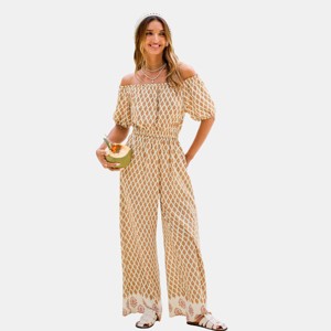 Women's Breezy Boho Off-Shoulder Jumpsuit - Cupshe - 1 of 4