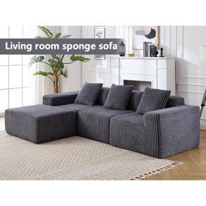 VASIP L-Shaped Modern Minimalist Modular Sectional Sofa, Plush Cloud Upholstered Couch with Deep Seats ,for Living Room,Apartment,White - 1 of 4