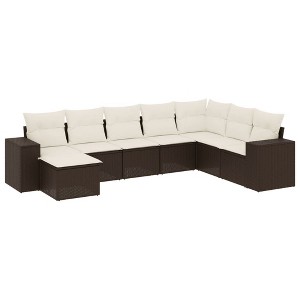 vidaXL Garden Sofa Set Brown, Cream white - 1 of 4