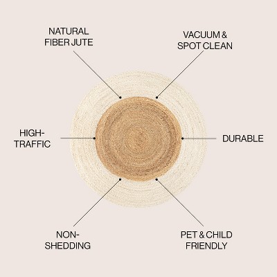 Oceana Cream/Natural Handcrafted Jute 6' Round Area Rug
