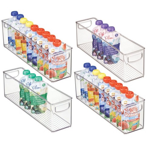 mDesign Clear Plastic Kitchen/Nursery Baby Food Organizer Storage Bin with  Handle, 4 Pack - 10 x 6 x 5