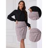 INSPIRE CHIC Women's Elastic High Waist Wrap Front Office Bodycon Pencil Skirts - 2 of 4