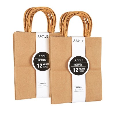 Juvale Medium Kraft Paper Gift Bags with Handles (Brown, (Brown, 8 x 10 Inches, 24 Count)