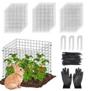 18-Pack Garden Fence Panels, 6FT Plant Cages with Stakes & Ties, Metal Wire Mesh Animal Barrier for Vegetables, Flowers Against Rabbits, Rodents - 1 of 4