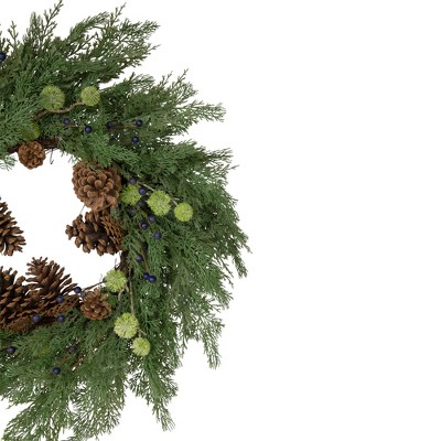 Pinecone and Blueberry 28-Inch Artificial Christmas Wreath