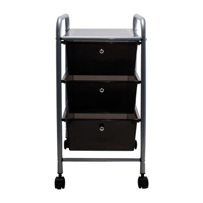 Advantus Black Metal 3-Drawer Rolling Organizer Cart