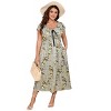 Women's Plus Size Maxi Dress Flutter V Neck Sleeveless Flowy Boho Floral Print Summer Casual Wedding Party Formal Dresses - 4 of 4