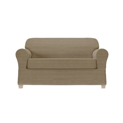 
2pc Chenille Stretch Loveseat Slipcover - Zenna Home