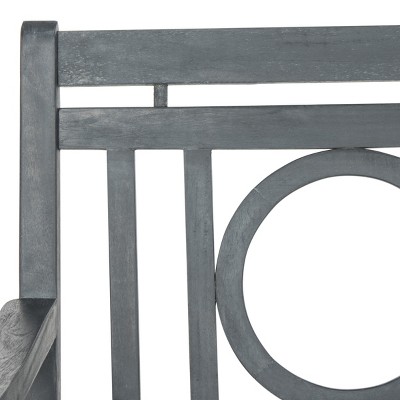 Ash Grey Beige Acacia Wood 3-Seat Bench with Cushion