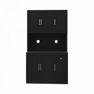 GlasFlength Decorative Storage Cabinets with 8-Tier Shelves and 1 Drawer, for Kitchen, Dining Room and Living Room, Black, 39.76"*14.68"*70.86" - 1 of 4