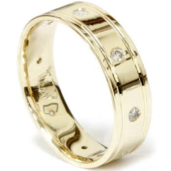 Pompeii3 Mens Diamond Wedding Ring 14K Yellow Gold