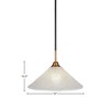 Toltec Lighting Paramount 1 - Light Pendant in  Matte Black/Brass with 16" Gold Ice Shade - 2 of 2